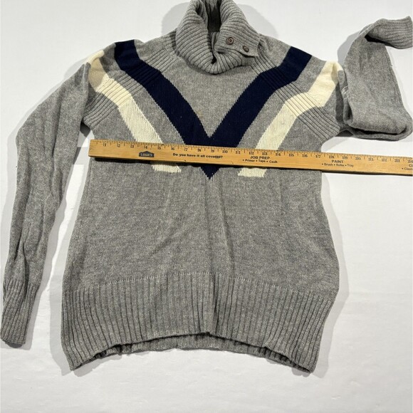 Alps & Meters Wool Cashmere Gray Ski Race Knit Olympic Stripe Sweater  L STAINS - Picture 6 of 12
